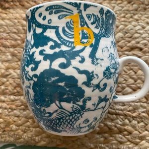 Anthropologie Homegrown Initial "b" Letter Monogram Coffee Mug Rare Collectible